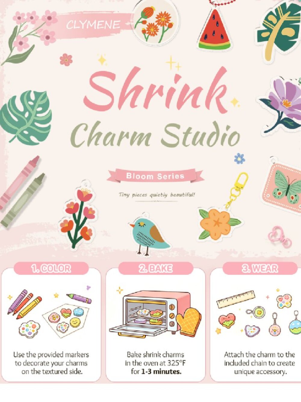 Shrink Art Craft Kit for Kids, 26 Pre-Cut Charms - Picture 2 of 7